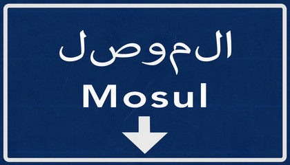 Fototapeta premium Mosul Al Mawsil Iraq Highway Sign