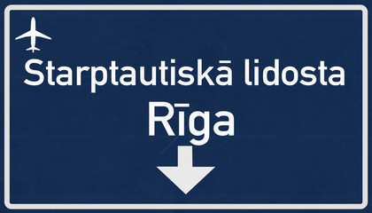 Riga Latvia Airport Highway Sign