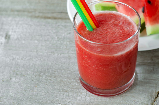 Glass of delicious watermelon smoothie