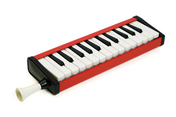 Vintage melodica (musical instrument) on pure white background