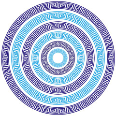 Vector Set of Six Round Greek Key Borders of Various Sizes