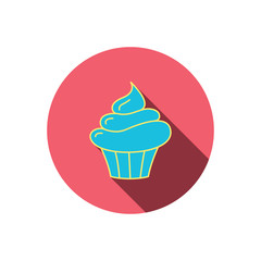 Cupcake icon. Dessert cake sign.
