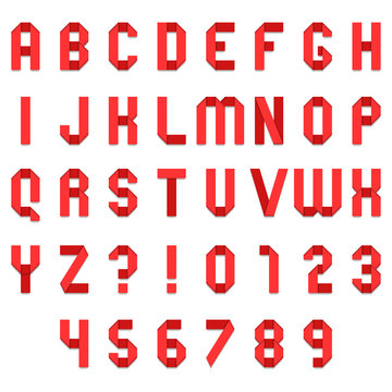 Red Folded Paper Font