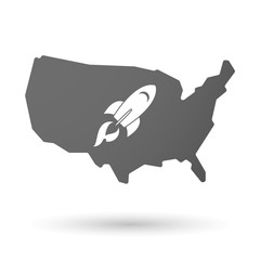 USA map icon with a rocket