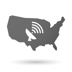 USA map icon with a satellite dish