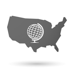 USA map icon with a world globe