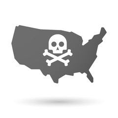 USA map icon with a skull