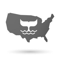 USA map icon with a whale tail