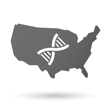 USA map icon with a DNA sign