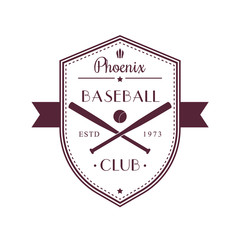 Baseball vintage emblem, logo, t-shirt design on shield, vector illustration, eps10, easy to edit
