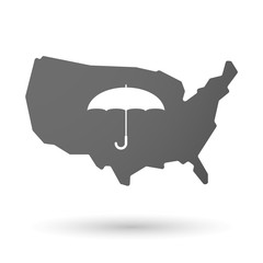 USA map icon with an umbrella