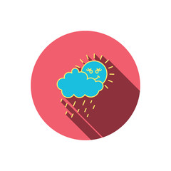 Rain and sun icon. Water drops with cloud sign.