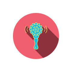 Baby rattle icon. Toddler toy sign.