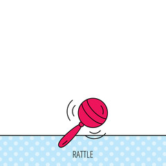 Baby rattle icon. Toddler toy sign.