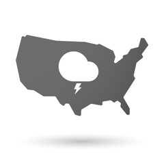 USA map icon with a stormy cloud