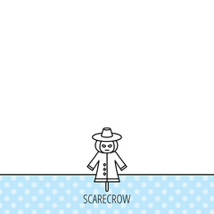Scarecrow icon. Human with pumpkin head sign.