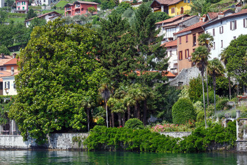 Fototapeta na wymiar Lake Como (Italy) shore view.