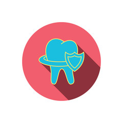 Tooth protection icon. Dental shield sign.