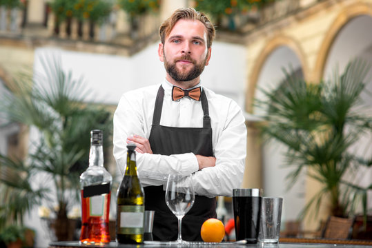 Portrait Of Barman At The Restaurant