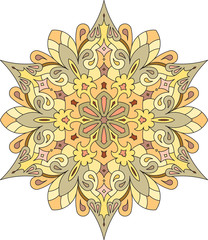 Abstract vector colorful round lace design in mono line style -