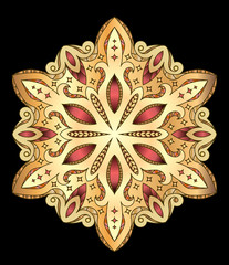 Abstract vector colorful round lace design in mono line style -