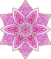 Abstract vector colorful round lace design in mono line style -