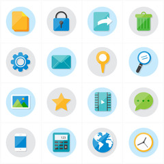 Flat Icons Mobile Icons and Internet Web Icons Vector Illustration