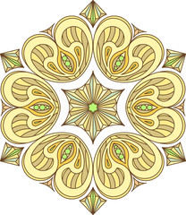 Abstract vector colorful round lace design in mono line style -