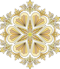 Abstract vector colorful round lace design in mono line style -