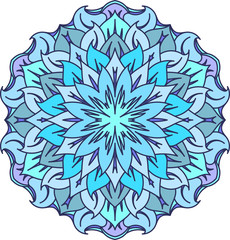 Abstract vector colorful round lace design in mono line style -