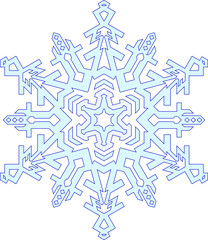 Outlines of snowflake in mono line style. Vector geometric patte