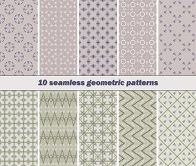 10 seamless abstract geometric patterns of striped vanes element