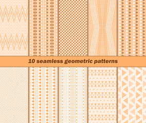 10 seamless geometric patterns in warm autumn colors