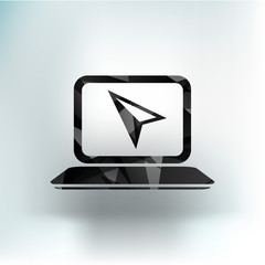 Laptop Icon on Button with Original Illustration