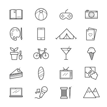 Hobbies and Activities Icons Line