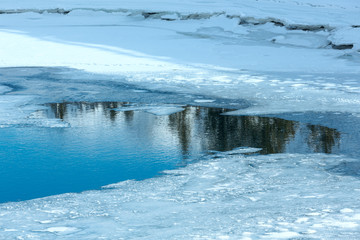 Winter mountain lake.