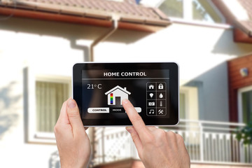 Remote home control system on a digital tablet.