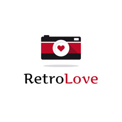 Vector flat retro photo camera logotype