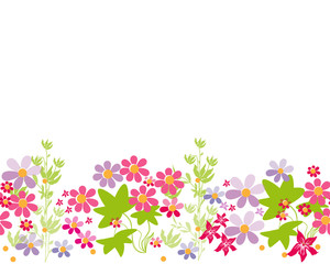 Obraz na płótnie Canvas Seamless cartoon horizontal flowers pattern background