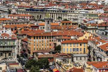 Fototapeta na wymiar Wonderful panoramic view of Nice with colorful houses. France.