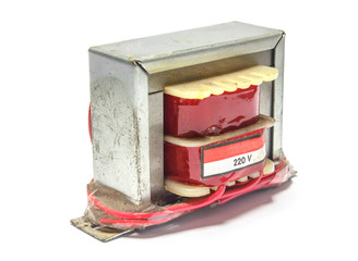 Industrial transformer is on a white background.