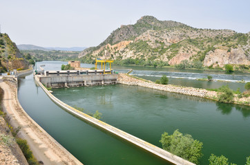 Spanish river Ebro with hydrological constructions