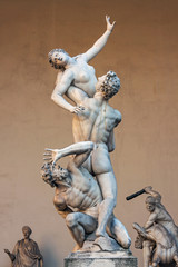 Piazza della Signoria, Loggia dei Lanzi, sculpture Rape of the Sabines by Giambologna