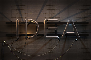 3 D render of neon sign turned off.