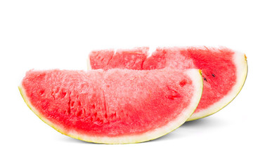 Slices of watermelon on white background