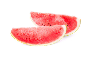 Slices of watermelon on white background