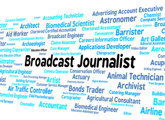 Fototapeta premium Broadcast Journalist Represents Lobby Correspondent And Broadcas