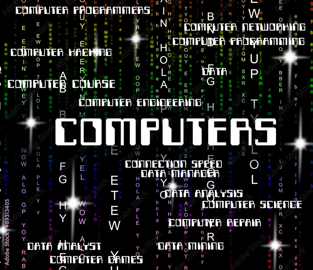 Poster computers word shows computing text and web