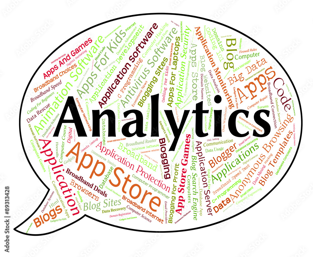 Poster analytics word means info reporting and usage