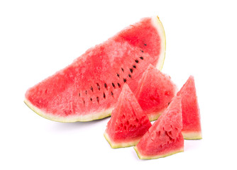 Slices of watermelon on white background